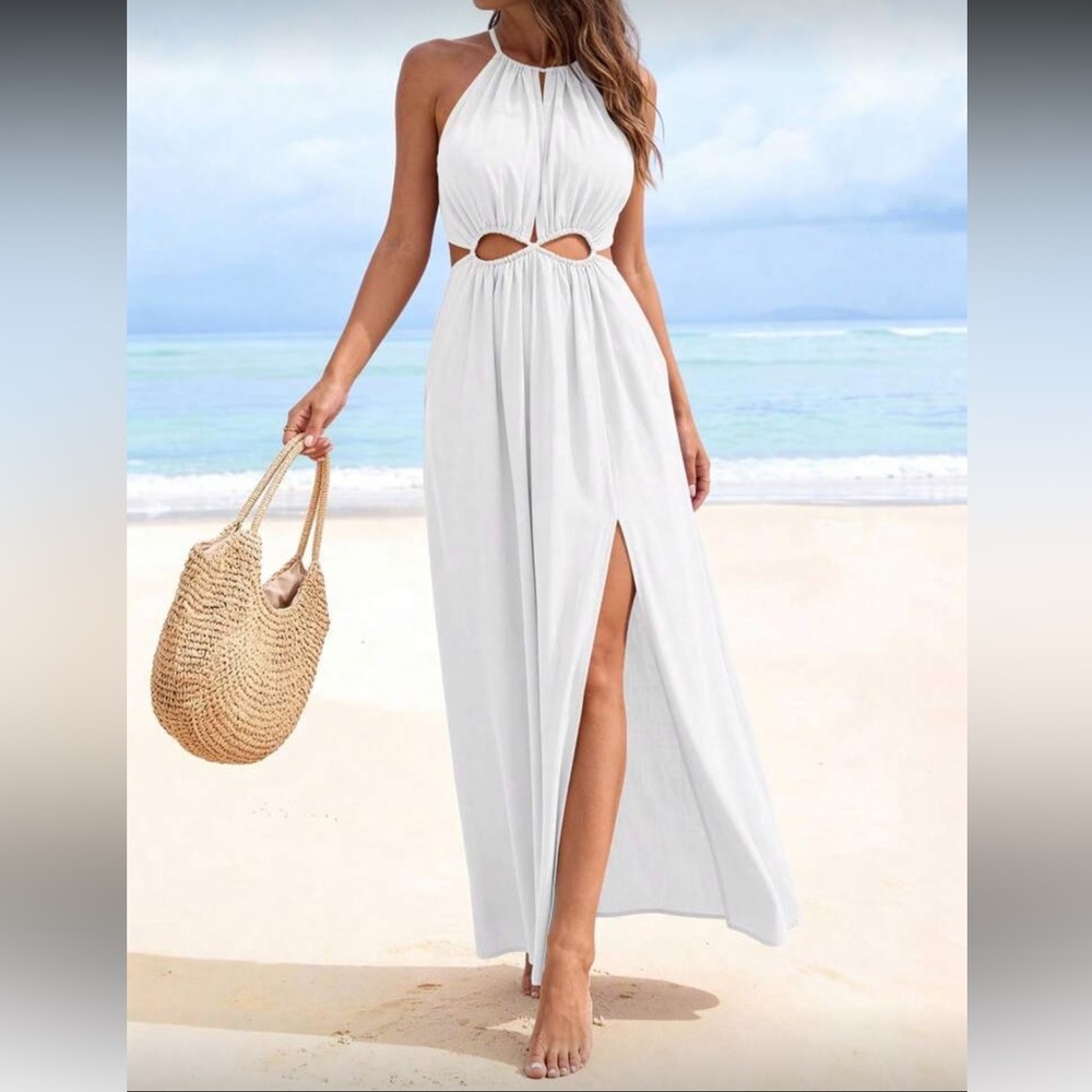 Elegant White Cutout Maxi Dress